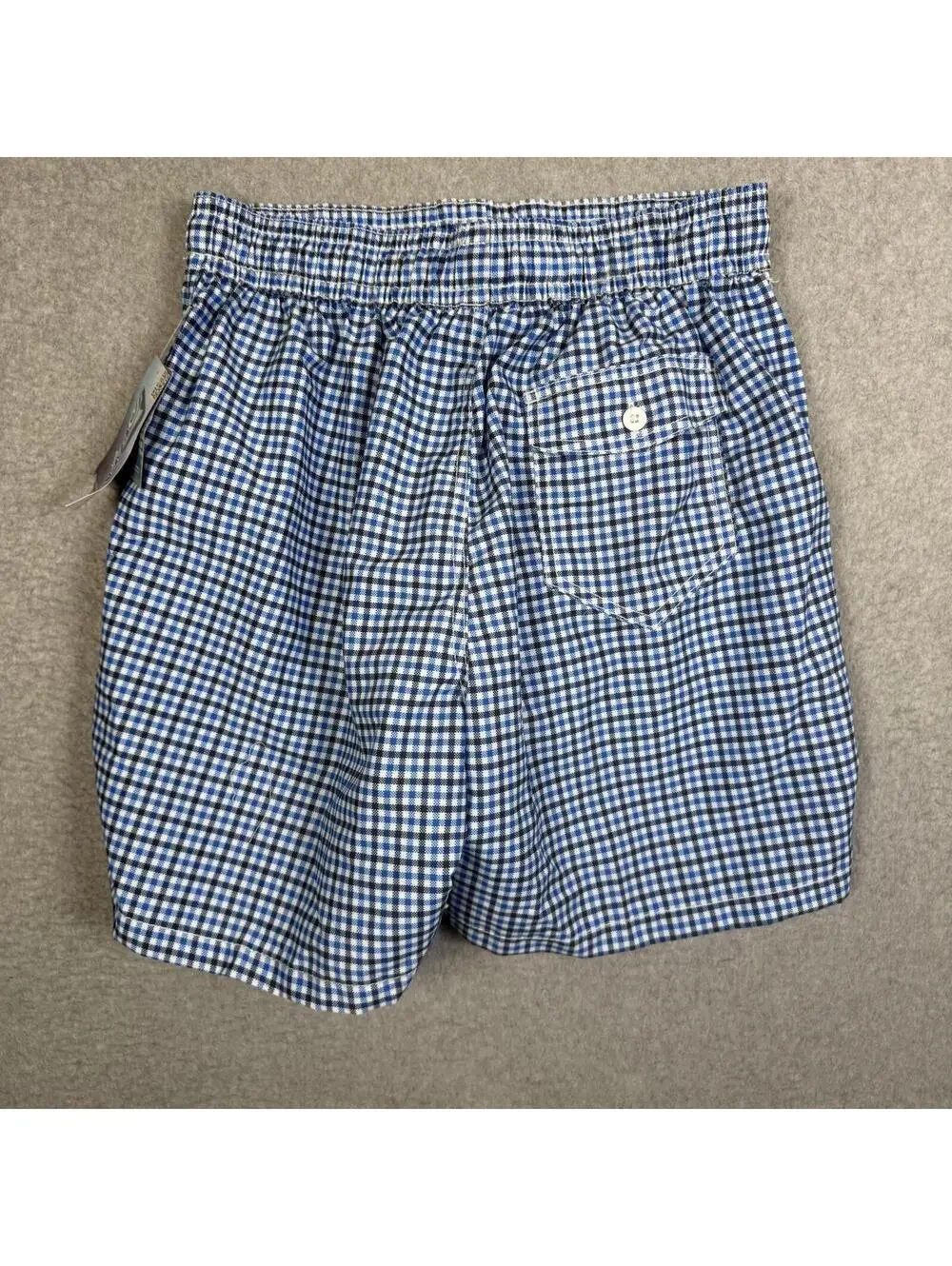 Kanu Surf Men's Monaco Swim Trunks Blue and Black Gingham Check Pattern M NEW